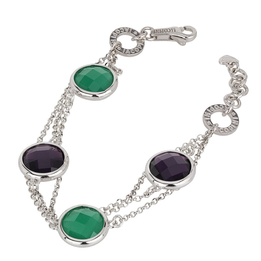 Bracciale in argento con pietre verdi e viola ref. 4986
