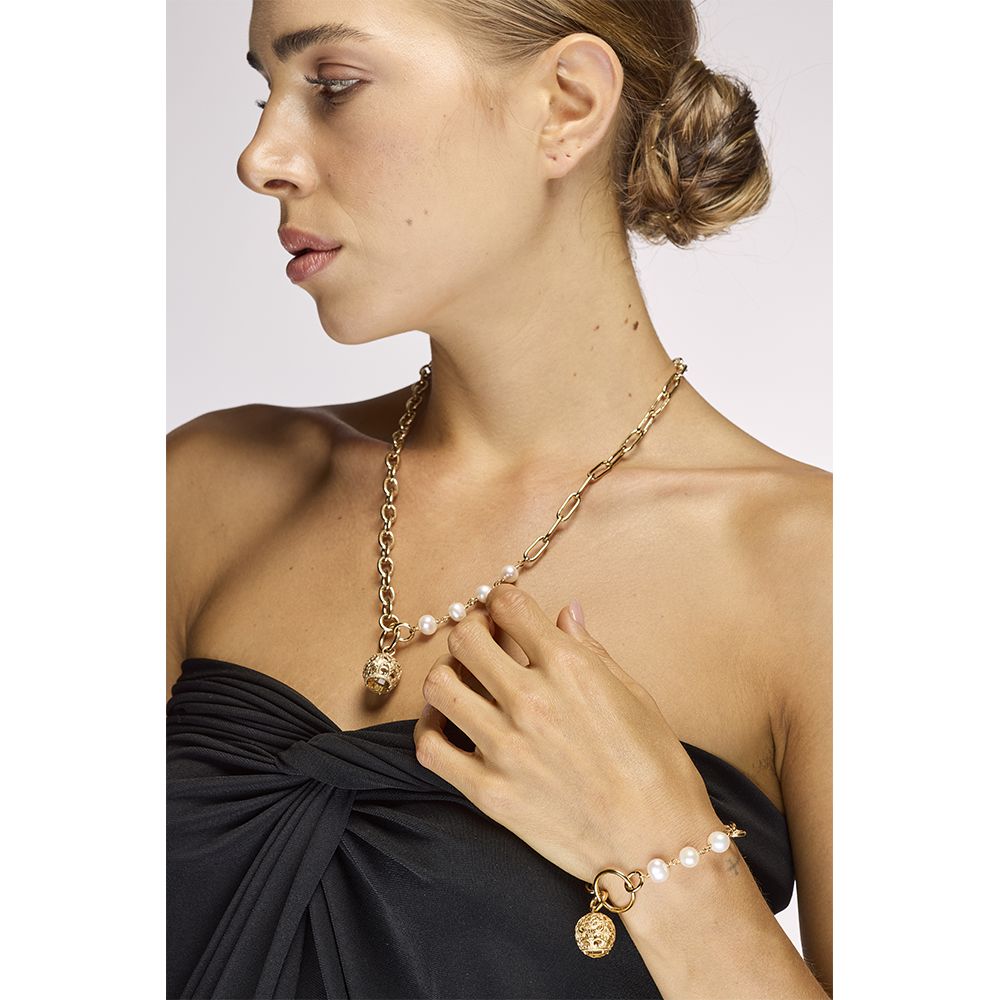 Bracciale Maglie Larghe Cestino E Perle - R1264/21/Dr/Pg/