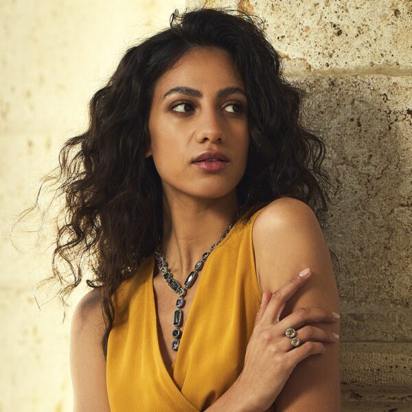 ANELLO AGNESE DOPPIA PIETRA TONDA GIALLA