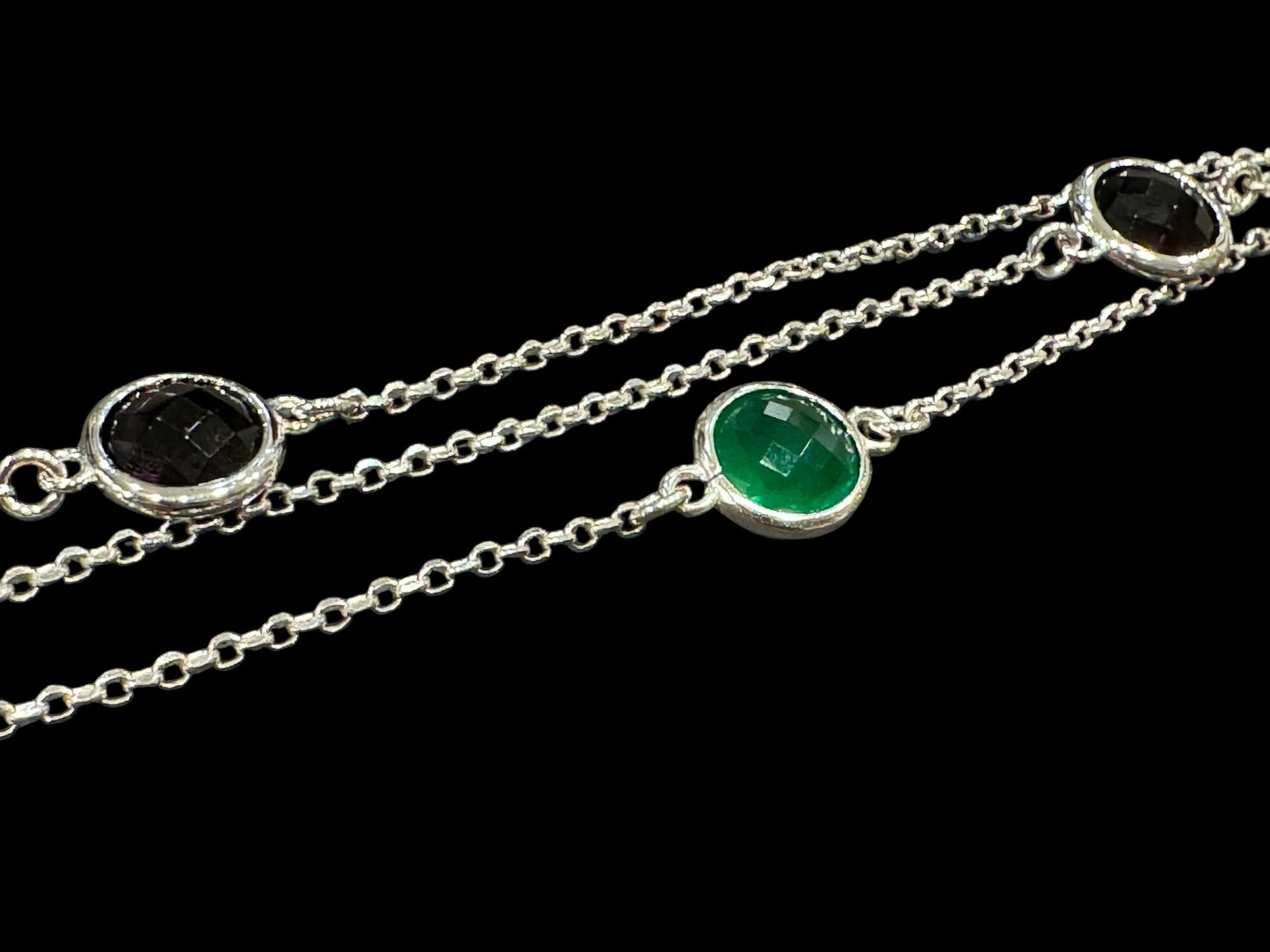 Bracciale in argento con pietre verdi e viola ref. 4986