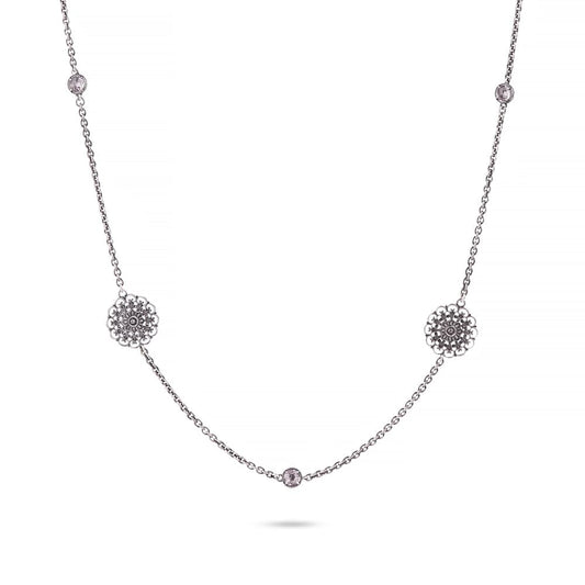 Collana Floreale Lunga Pietre Rosa - R1103/110/Rv/Pro